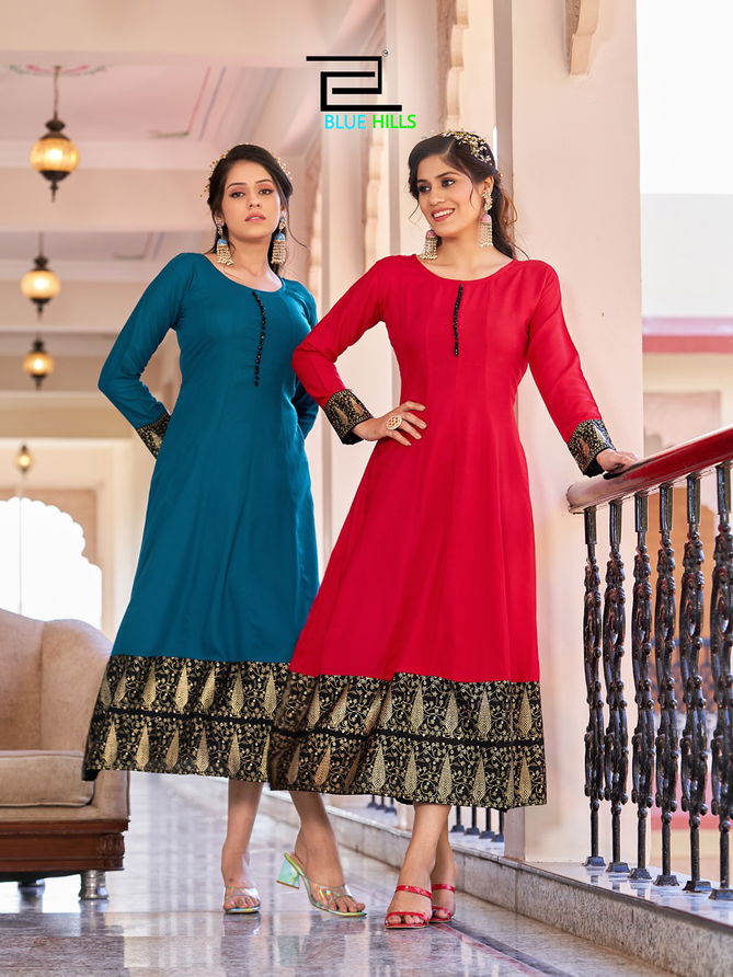 Blue Hills Bliss Fancy Festive Wear Wholesale Anarkali Kurtis Catalog